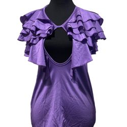 Horoscopez Club Hopping Mini Dress Sz M Purple Bodycon Ruffles Halter NWT