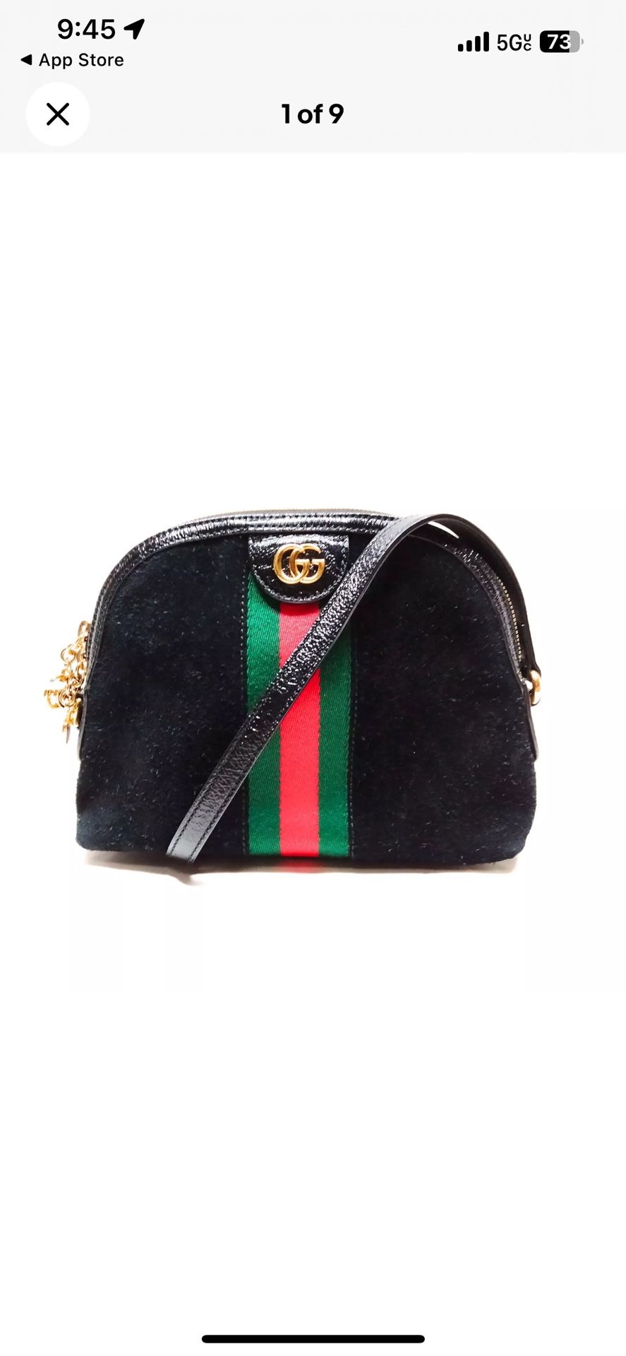  Gucci Suede Patent Web GG Small Ophidia Dome Shoulder Bag Black image 2 of 9 Gucci Suede Patent Web GG Small Ophidia Dome Shoulder Bag Black image 3 
