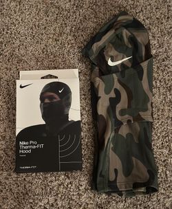 Nike Pro Therma-Fit Hood Balaclava Ski Mask Green Camo & Black Hyperwarm NEW