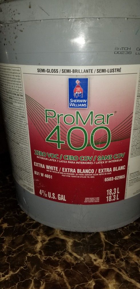 Sherwin Williams 5Gal. ProMar 400 Semi-gloss Extra White