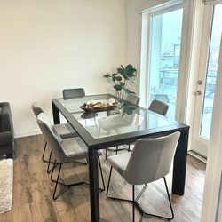 Dining Table Set - Modern (Glass and Wood)