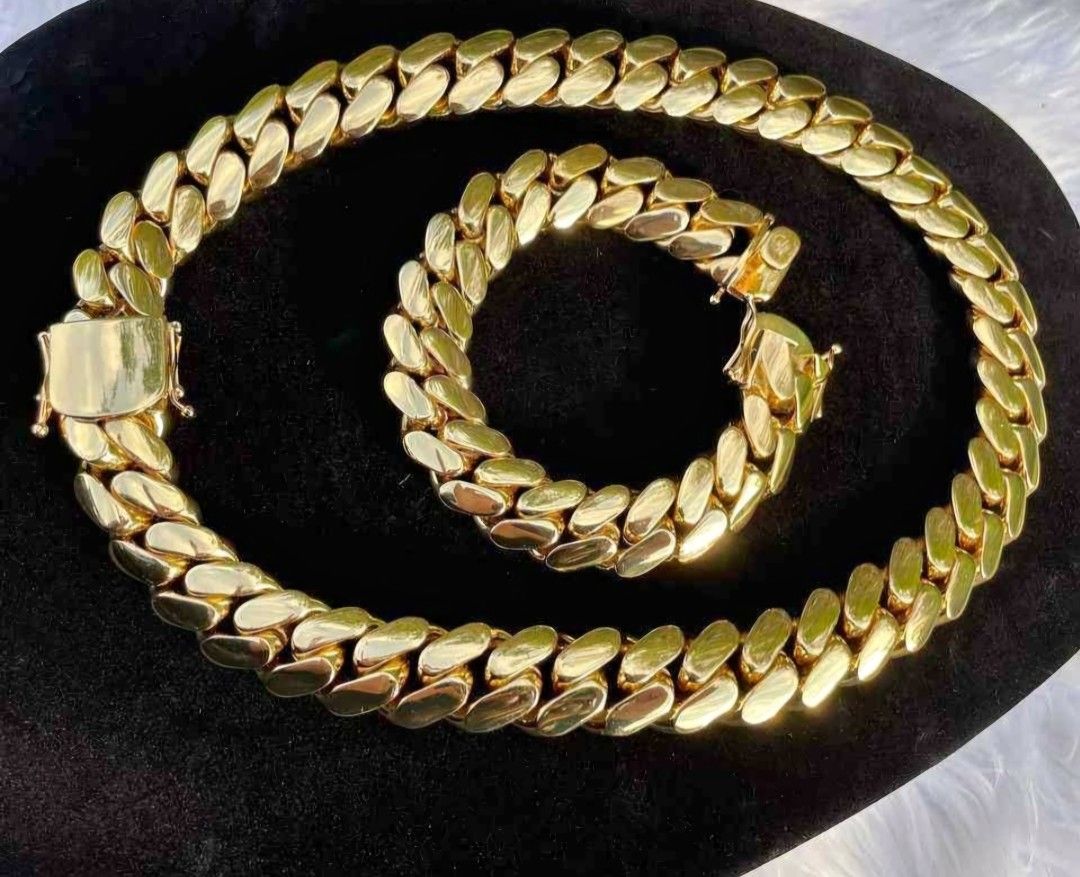 Chain And Bracelet 24MM 14k Gold Plated Doesn't Loses Color