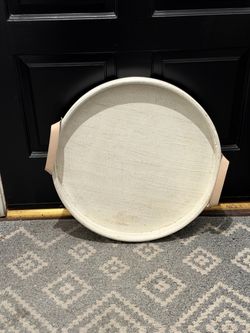 Round Wood Tray with Handles