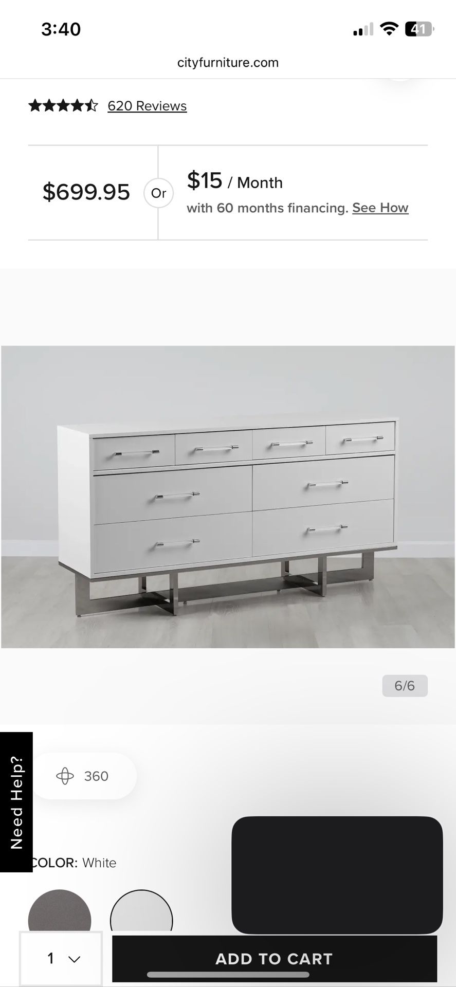 City Furniture Cortina White Dresser