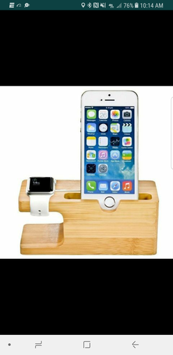 Wooden Phone Dock for iPhone, iWatch, and Chargers.