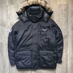 Vintage Polo Sport Arctic Challenge Down Puffer Jacket Black Fur Hood Men’s M