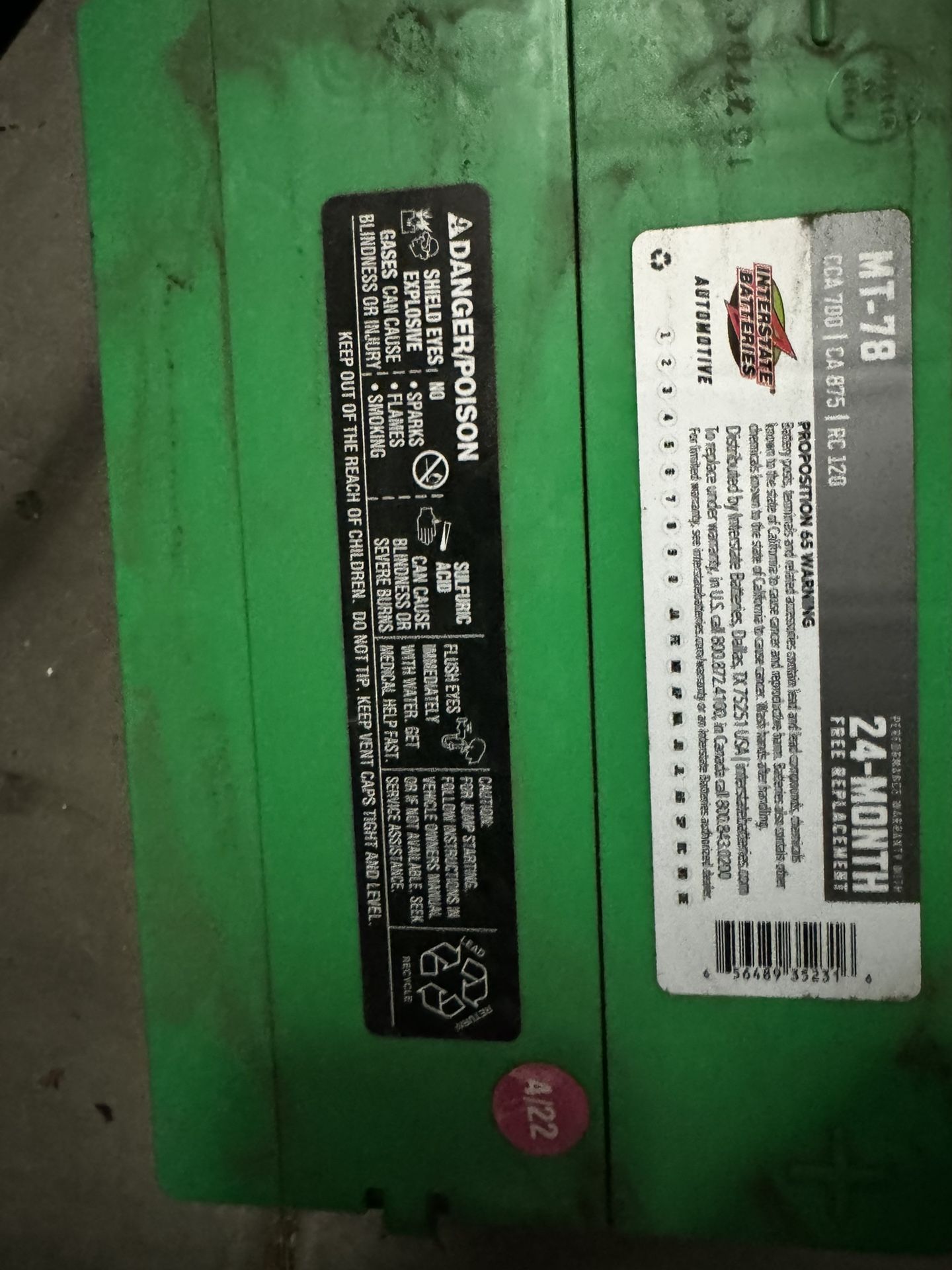 Interstate Mt-78 Battery