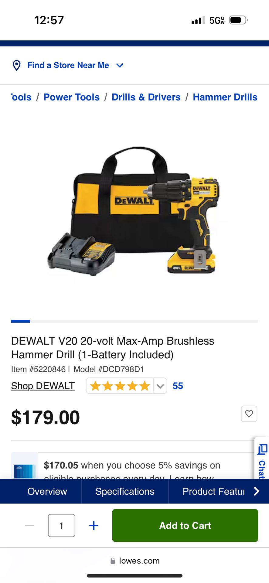 Brand New Dewalt Hammer Drill Set