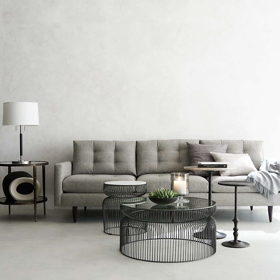 Crate & Barrel Spoke Glass Graphite Metal Coffee Table