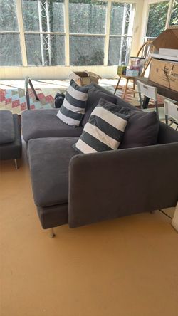 Ikea Gray Fabric Sectional Sofa with Chaise