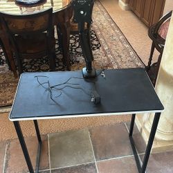 Desk With Computer Arm And Light Strip