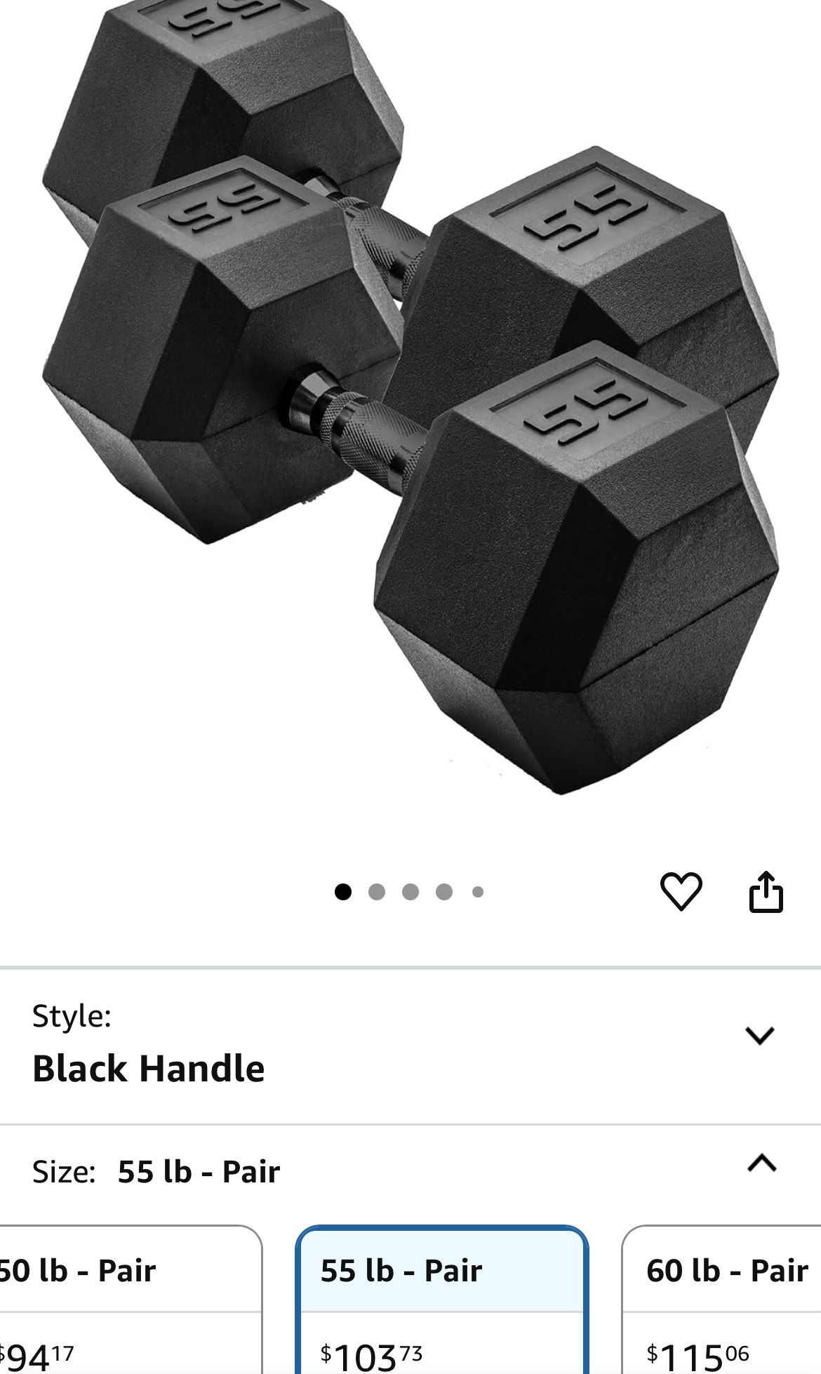 55 Lbs- Hexagon Dumbbells.