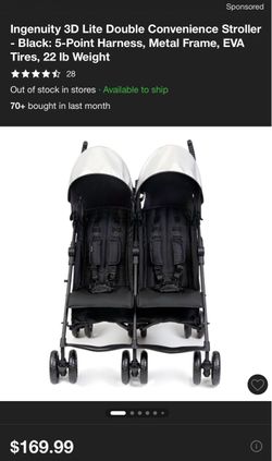 Ingenuity 3D Lite Double Convenience Stroller – Black