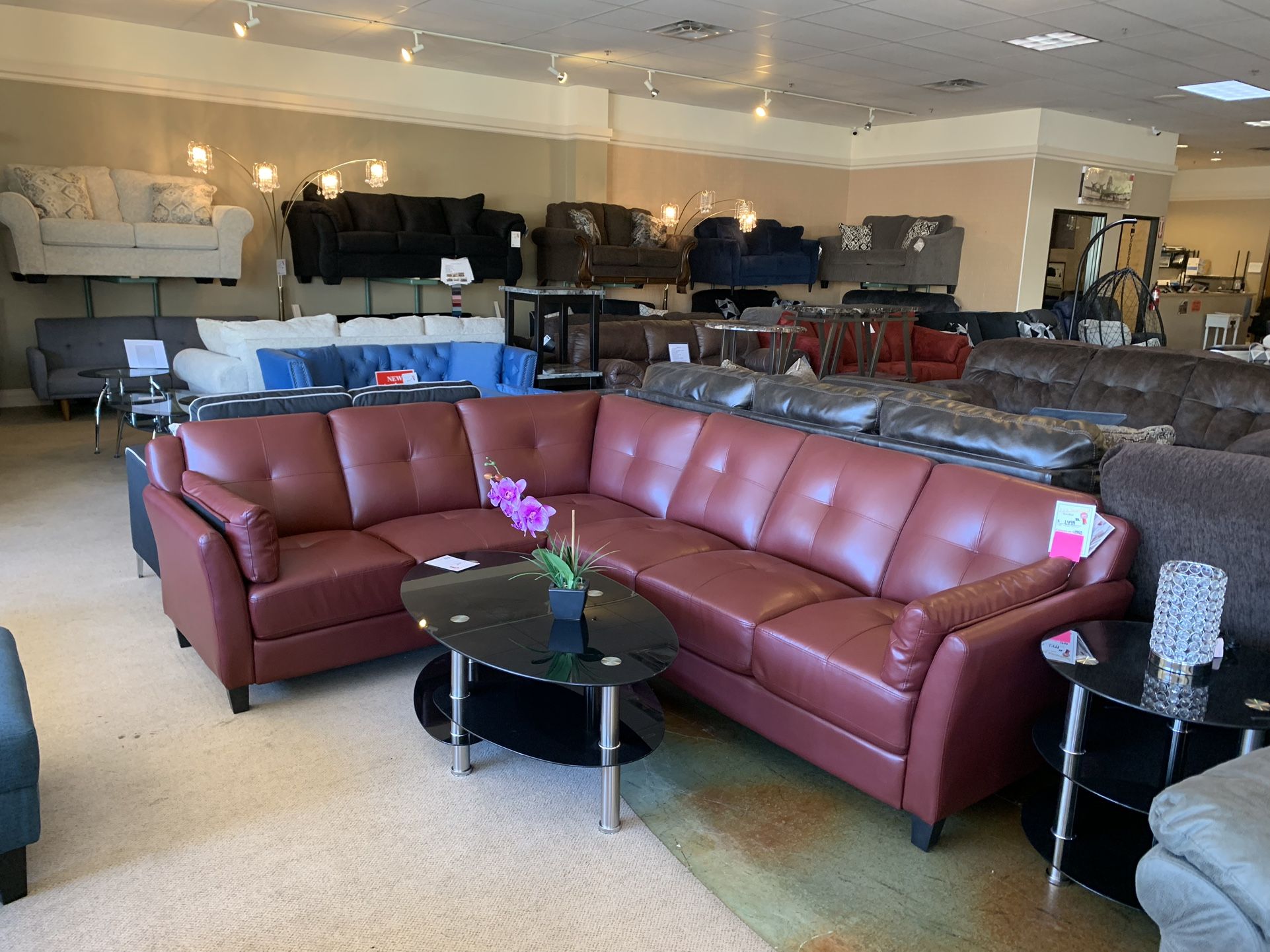 Red Leather Sectional