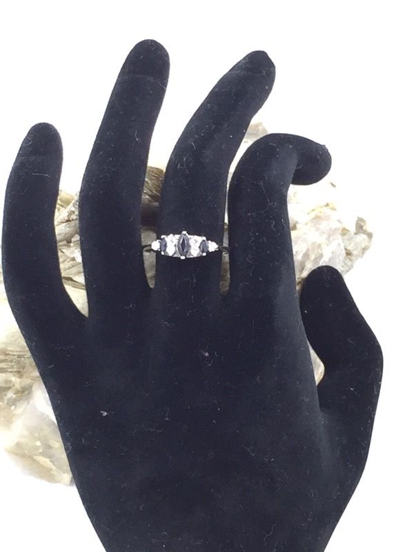 925 STER Silver Black Spinel & CZ Ring 9.75