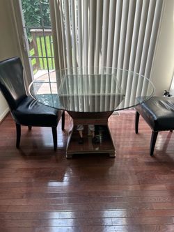Jappic Leather Dining Chairs Set of 2 plus glass table