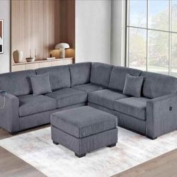 BRAND NEW 4PCS SECTIONAL SOFA SET WITH OTTOMAN AND ACCENT PILLOW INCLUDED $549