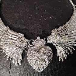Silver Fashion Angel Heart Necklace