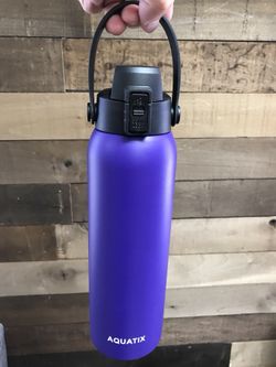 New Aquatix Double Wall Insulated Bottle Purple 32 ounce Keeps your water cold 24 hours & Hot 6 Hours