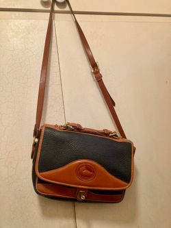 Dooney Bourke vintage crossbody bag all leather navy brown