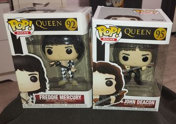Funko Pop! Rocks:Queen Band Set–Freddie Mercury#92 &John Deacon#95 (Lot of 2)