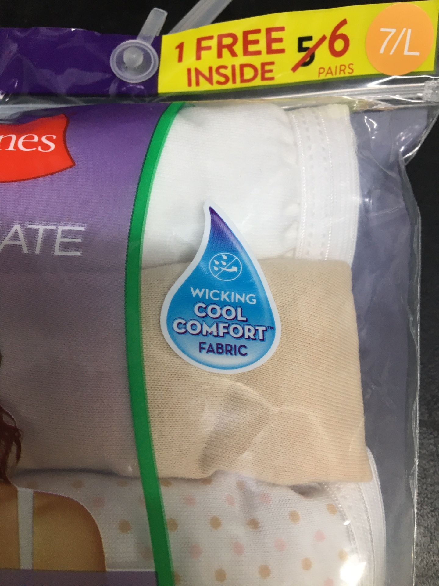 Hanes Women’s Bikini 6 pair Size Large 