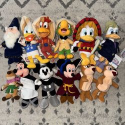 Disney Beanie Lot Mickey Donald Chip Dale 