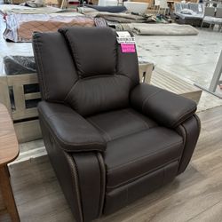 New Dark Brown Breathable Air Leather Power Recliner 