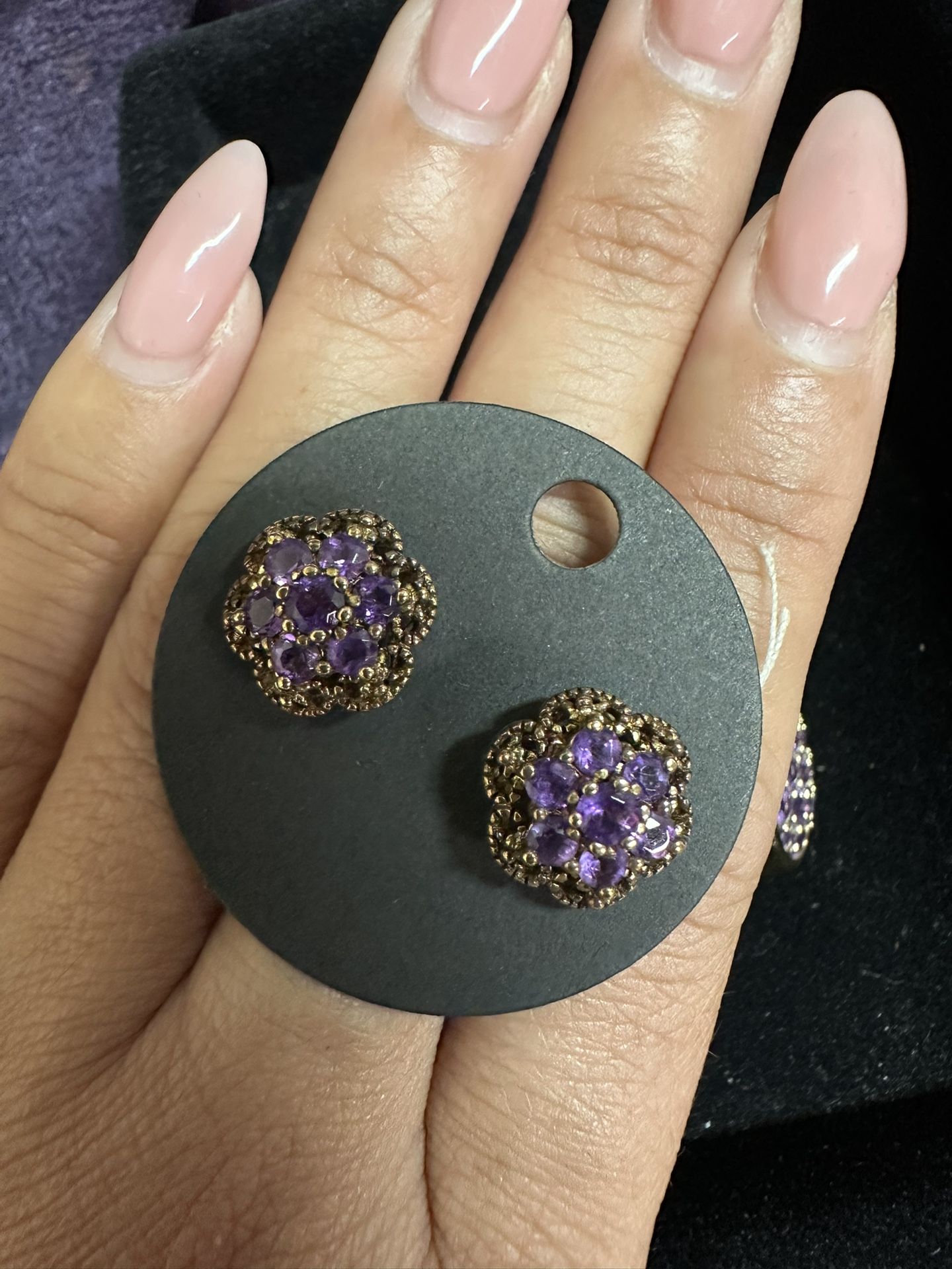Purple Gemstone Jewelry Set – Ring & Earrings
