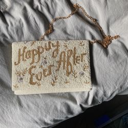 Bride Clutch - Beaded with Gold Crossbody Chain