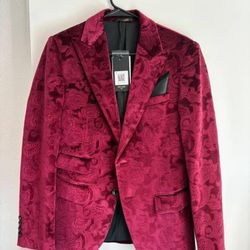 Burgundy Tuxedo Jacket & Shoes 