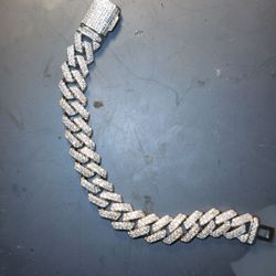 12MM Moissanite Diamond Cuban Link Bracelet