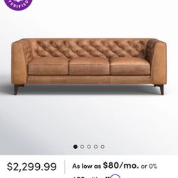 Leather Sofa Brown Modern Style Top Grain Leather 