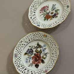 Vintage Schumann Arzberg Bavaria Reticulated Porcelain Bowl – Floral Bouquet with Gold Trim – German Decorative Dish 2 