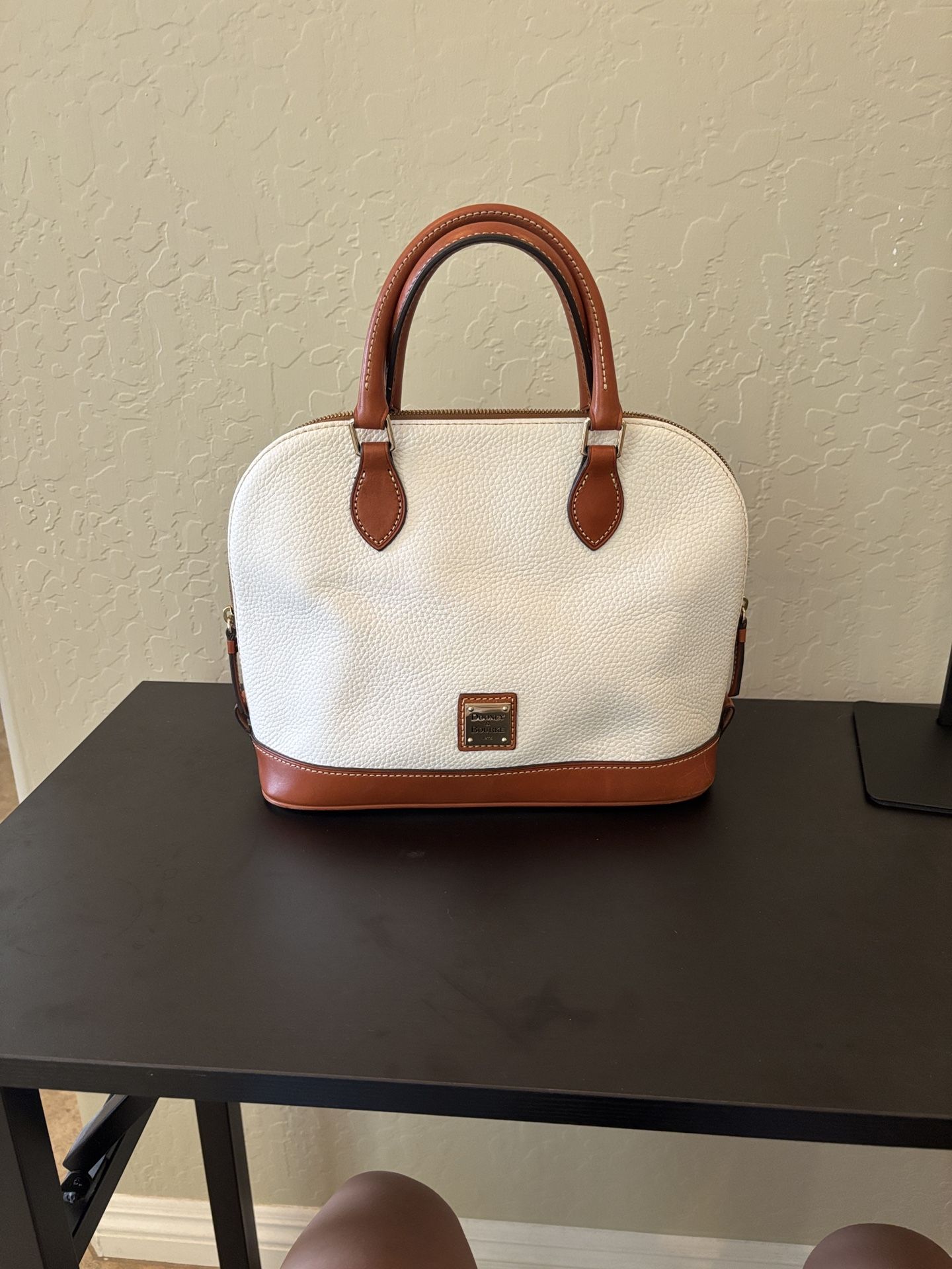 Dooney & Bourke White Pebble Grain Zip Zip Satchel