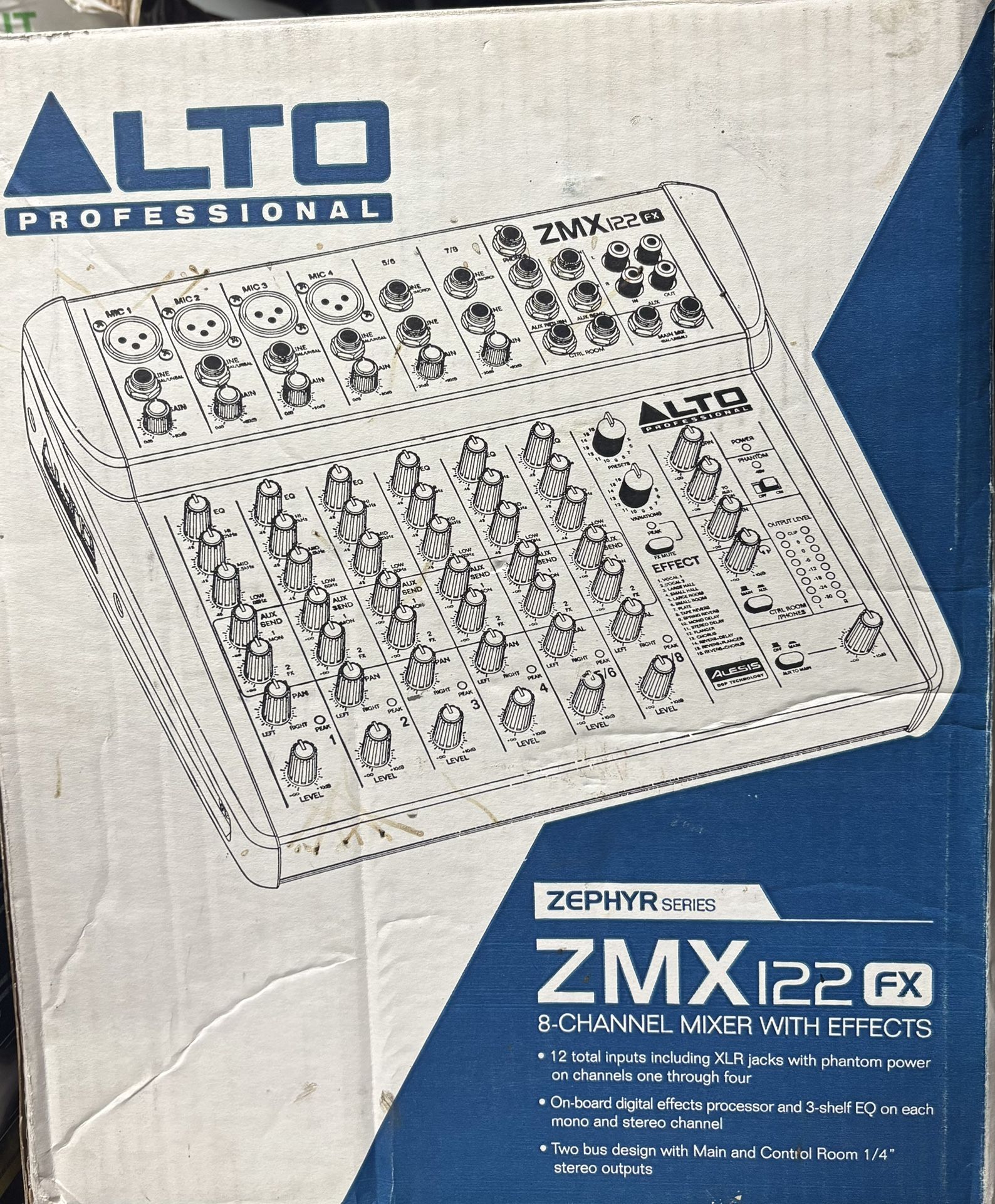 The image displays the outline of an Alto Professional ZMX122FX 8