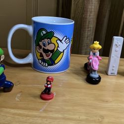 Nintendo Super Mario and Luigi Mug, Figures, and Toy Wii Remote Set