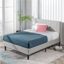 NEW FULL PLATFORM UPHOLSTERED SAGE GREY BED BY ZINUS