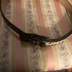 Talbots Leather Animal Print Belt
