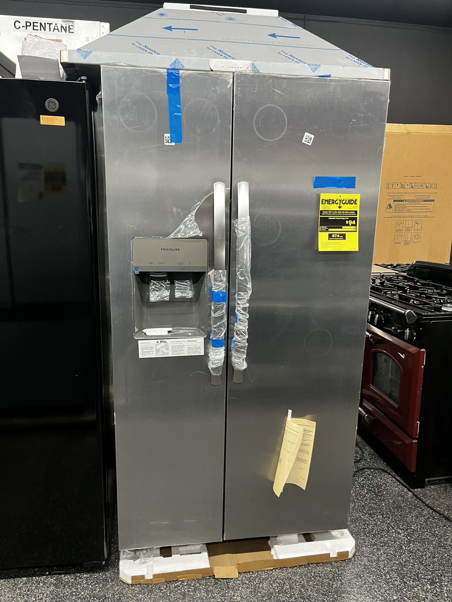 Frigidaire Stainless Steel Side X Side 36” Wide Refrigerator