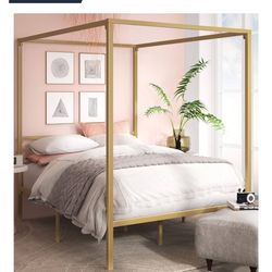 Full Size Golden Canopy Bed frame 