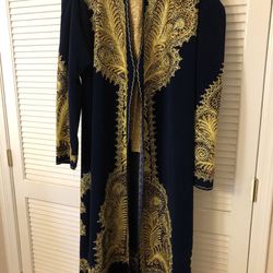 Magnificent Velvet Robe With Sewn Gold Trim Appliqués