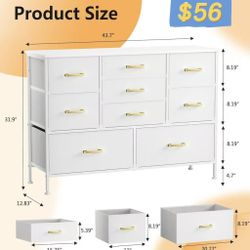 😀 Dresser for Bedroom TV Stand, Wide Dresser with 9 Large Drawers for 55” Long TV Stand Entertainment Center, Storage Organizer Unit for Bedroom