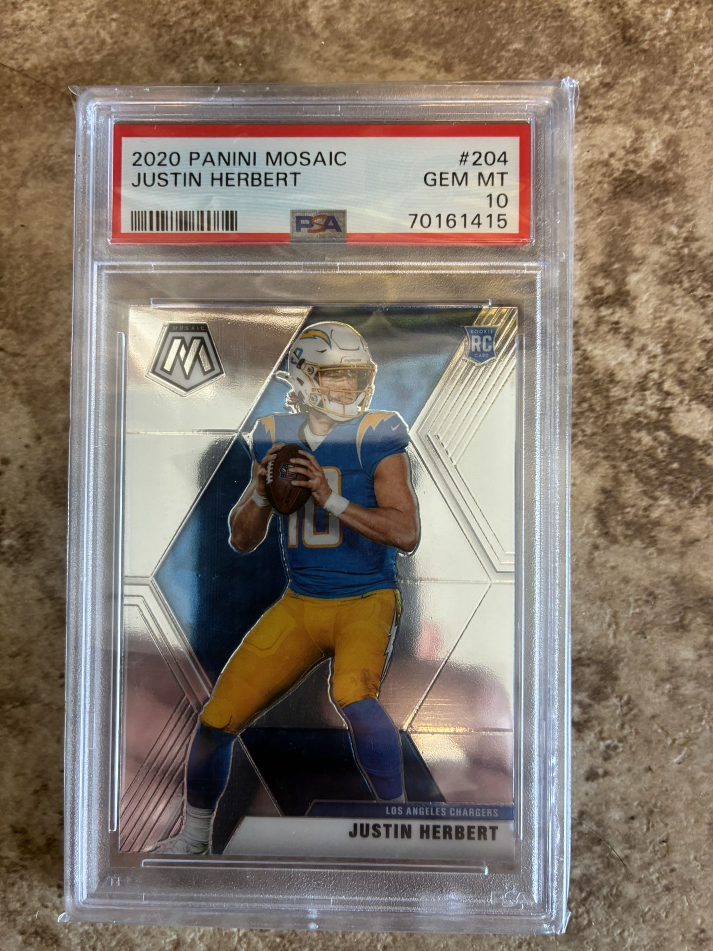 2020 Panini Mosaic Justin Herbert RC Gem Mint 10