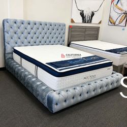 Velvet Black/ Gray Queen/ King Frame( Mattress sell seperate )