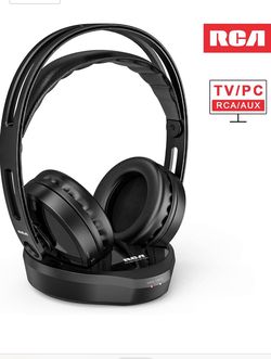 Wireless TV Headphones, RCA Over Ear Hi-Fi Stereo Headset for TV Watching PC VCD, Headphones with 2.4GHz RF Transmitter, Charging Dock for Seniors He