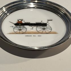Sterling Silver Rims Vintage Lenox Milk Glass Coaster With Sterling Silver Rim