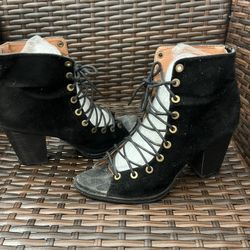 Black strappy booties 