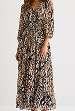 Sam And Jess Womens 3/4 Sleeve Animal Maxi Dress