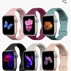 QAHITD 6 Pack Apple Watch Band Compatible with 38mm 40mm 41mm Women Slim Wristbands Silicone Waterproof Replacement Strap for iWatch Series 7/6/5/4/3/